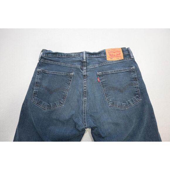 Levi's 505 Regular Fit Straight Rugged Stretch Blue Denim Jeans Mens Sz 36 x 30 - Picture 7 of 8
